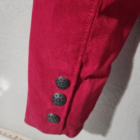 Denim & Co Suede Leather Blazer Jacket Medium Pink - Picture 5 of 14